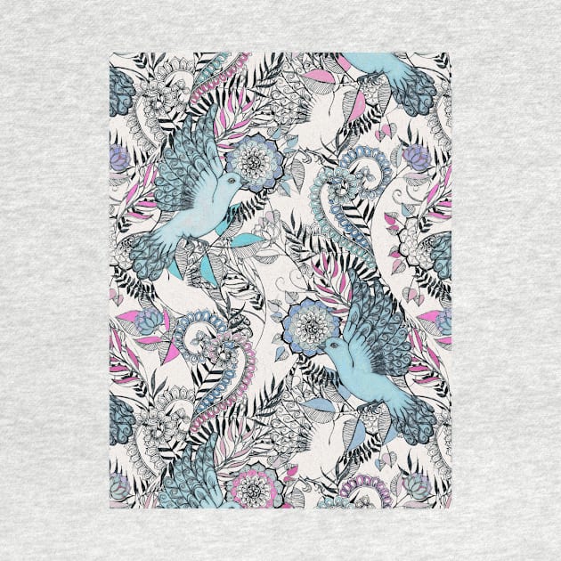 Flight of Fancy – pink, teal, cream by micklyn